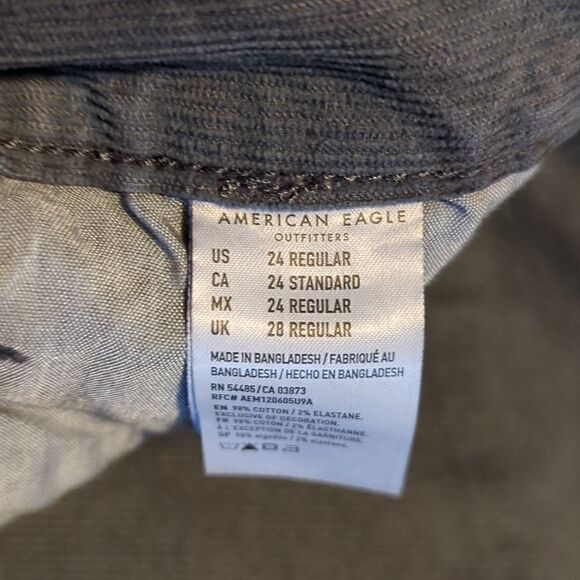 Nwot American Eagle Mom jeans grey cordoroy stretch 24R plus size - Picture 11 of 12